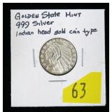 .999 Silver Indian Head round- Golden State Mint,