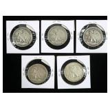 x5- Walking Liberty half dollars: 1939, 2-1945,