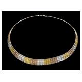 Sterling silver tricolor gold wash 17" mesh tooth