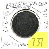 1821 Helena half penny