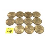x11- Dollar coins, mixed dates -x11 dollars -Sold