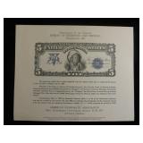 Lot, 2 BEP Souvenir Engravings: $5 Silver