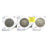 x3- German 5 mark silver -x3 coins -Sold by the