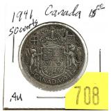 1941 Canadian half dollar