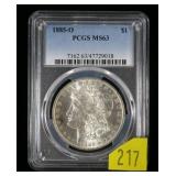 1885-O Morgan dollar, PCGS slab certified MS-63