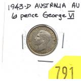 1943-D Australia 6 pence