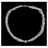 Sterling silver 18" five-strand and bead necklace,