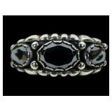 Sterling silver faceted hematite 3-stone band