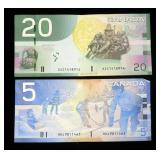Lot, 2 Canadian bank notes, $25 face value