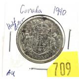 1940 Canadian half dollar