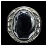 Navajo sterling silver bezel set hematite ring,
