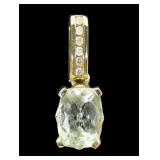 14K Yellow gold oval cut green amethyst pendant