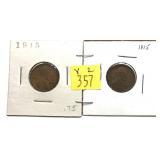 x2- 1915 Lincoln cents -x2 cents-Sold by the