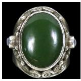 Sajen sterling silver bezel set green stone ring