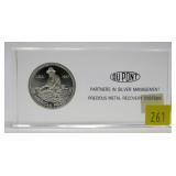 Dupont paperweight w/1987 .999 Fine silver