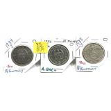 x3- German 5 mark silver -x3 coins -Sold by the
