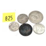 Lot, world silver coins, 5 pcs.