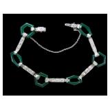 Platinum 7" diamond and green stone link