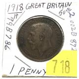 1918 British penny