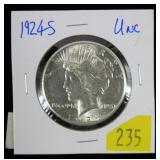 1924-S Peace dollar, Unc.