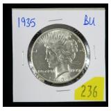 1935 Peace dollar, BU