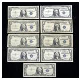 x9- $1 Silver certificates, series of 1935/57 -x9