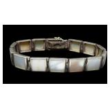 Sterling silver 7" mother of pearl bracelet