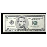 $5 Federal Reserve star note, series of 2008A