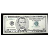$5 Federal Reserve star note, series of 1999