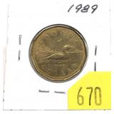 1989 $1 Canadian coin