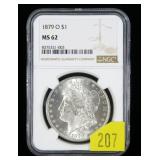 1879-O Morgan dollar, NGC slab certified MS-62