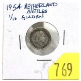 1954 Netherlands 1/10 gulden