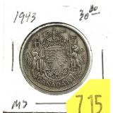 1943 Canadian half dollar