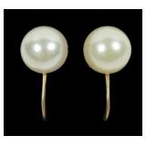14K Yellow gold vintage 7mm pearl screwback