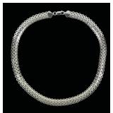 Sterling silver 17" mesh link necklace,