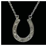 Sterling silver horseshoe pendant with diamond