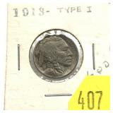 1913 Type I Buffalo nickel