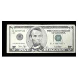 $5 Federal Reserve star note, series of 2001