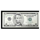$5 Federal Reserve star note, series of 2001