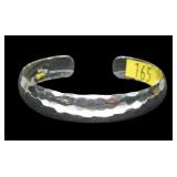 Sterling silver hammered cuff bracelet, 15.3 grams