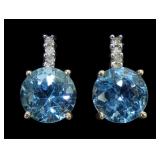 10K White gold round basket set aquamarine post