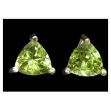 14K Yellow gold trillion cut basket set peridot