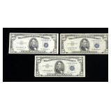 x3- $5 silver certificates, series of 1953 -x3