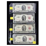 x4- $2 red seals, series of 1953 -x4 notes -Sold
