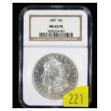 1887 Morgan dollar, NGC slab certified MS-63PL