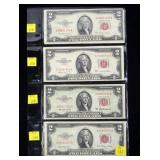 x4- $2 red seals, series of 1953 -x4 notes -Sold