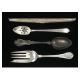 Lot, sterling serving pieces, flatware and comb
