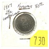 1907 Panama 2 1/2 cents
