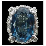 Sterling silver large oval cut London Blue topaz