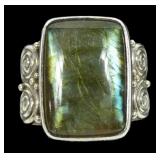 Sajen sterling silver bezel set laboradorite ring,